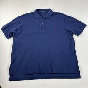 Polo Ralph Lauren Short Sleeve Mesh Polo Shirt Men's Size 2XB Blue Casual Golf